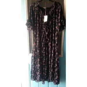 Entro Floral Maxi Dress Black Small over size (SEE Photos For Messurements) NWT